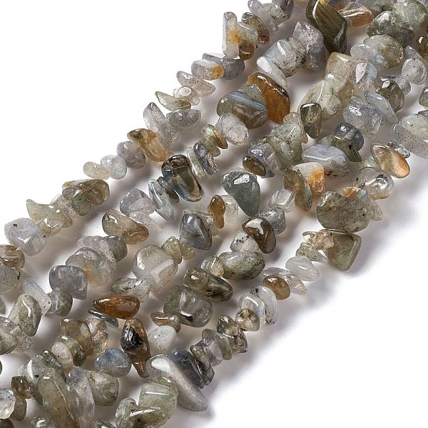 PandaHall Natural Labradorite Chip Beads Strands, 5~19.5x3~8.5x1.5~7.5mm, Hole: 1mm, about 221~293pcs/strand, 31.10~32.68 inch(79~83cm)...