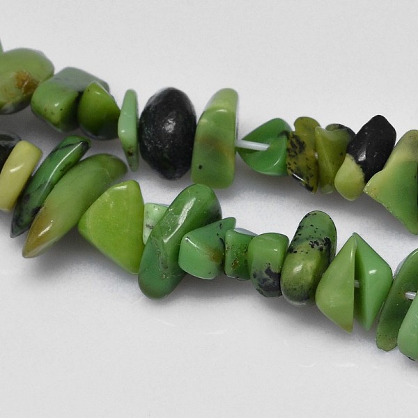 PandaHall Natural Nugget Serpentine Bead Strands, Tumbled Stone, Green Jade, 5~8x5~8x5~8mm, Hole: 1mm, 32 inch Serpentine Nuggets Green