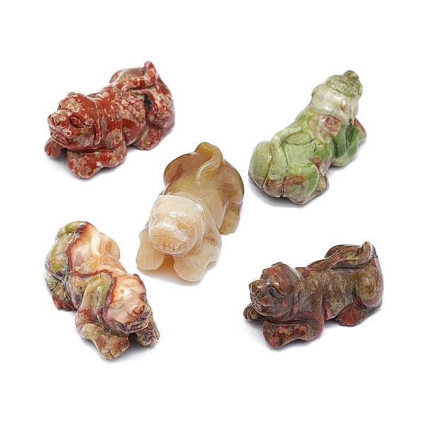 PandaHall Natural Ocean Jasper Sculpture Display Decorations, for Home Office Desk, Pi Xiu, 30~32x16~19x16.5~19mm Ocean Jasper Other Animal