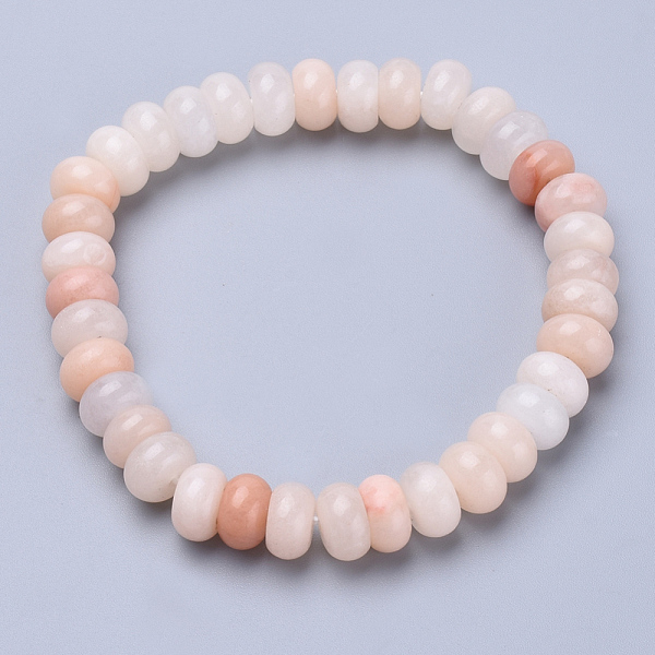 PandaHall Natural Pink Aventurine Beaded Stretch Bracelets, Abacus, 2-1/4inch~2-1/4inch(56~58mm) Aventurine