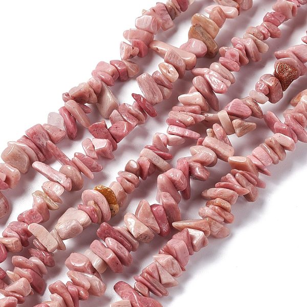 PandaHall Natural Rhodonite Chip Beads Strands, 5~19.5x3~8.5x1.5~7.5mm, Hole: 1mm, about 221~293pcs/strand, 31.10~32.68 inch(79~83cm)...