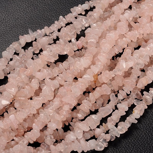 PandaHall Natural Rose Quartz Chip Beads, 5~8mm, Hole: 0.3mm, about 32~32.5 inch long Rose Quartz Chip