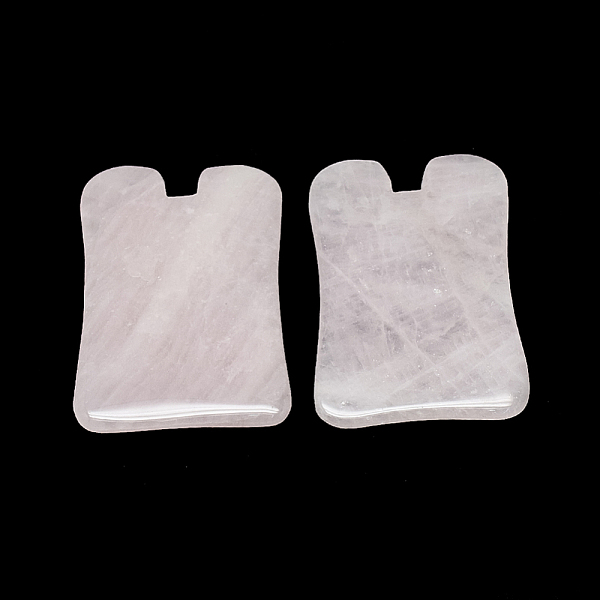 PandaHall Natural Rose Quartz Gua Sha Boards, Scraping Massage Tools, Gua Sha Facial Tools, 76~77x52~53x5~6mm Rose Quartz Others