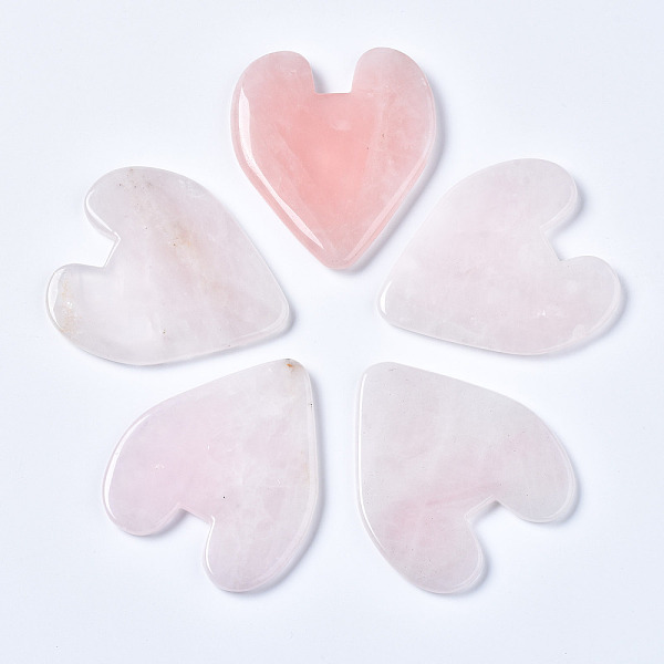 PandaHall Natural Rose Quartz Heart Gua Sha Stone, Gua Sha Scraping Massage Tool, for SPA Relaxing Meditation Massage, 73~75x65~66x5.5~8.5mm...