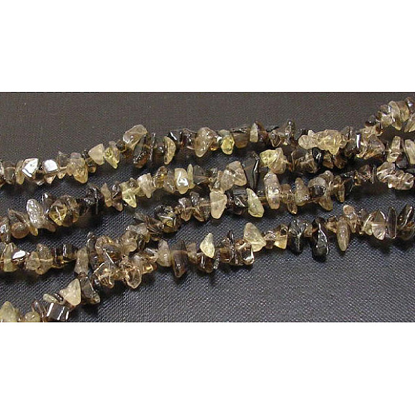 PandaHall Natural Smoky Quartz Chips Beads Strands, 5~8mm, Hole: 0.3mm, 32 inch Smoky Quartz Chip Green