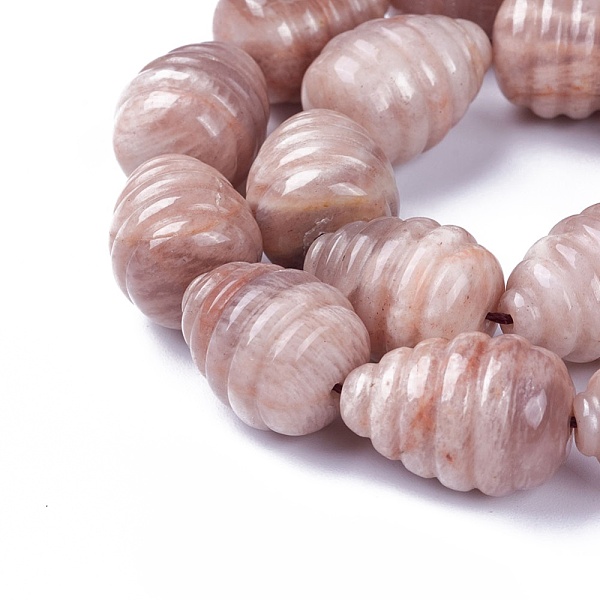 PandaHall Natural Sunstone Beads Strands, teardrop, Beehive Beads, 19~21x14~16mm, Hole: 1mm, 19~20pcs/strand, 14.9~16.1 inch(38~41cm)...