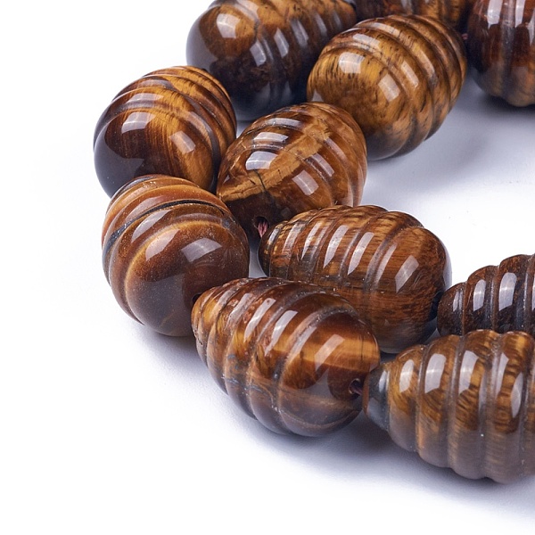 PandaHall Natural Tiger Eye Beads Strands, teardrop, Beehive Beads, 19~21x14~16mm, Hole: 1mm, about 19~20pcs/strand, 14.9~16.1 inch(38~41cm)...