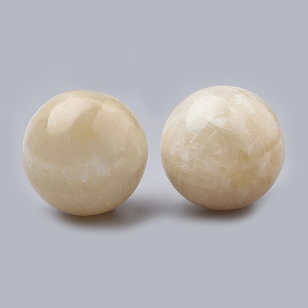 PandaHall Natural Topaz Jade Decorations, Round, 49~51mm Topaz Jade Round