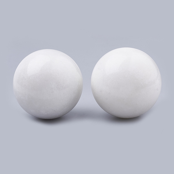 PandaHall Natural White Jade Decorations, Round, 49~51mm White Jade Round