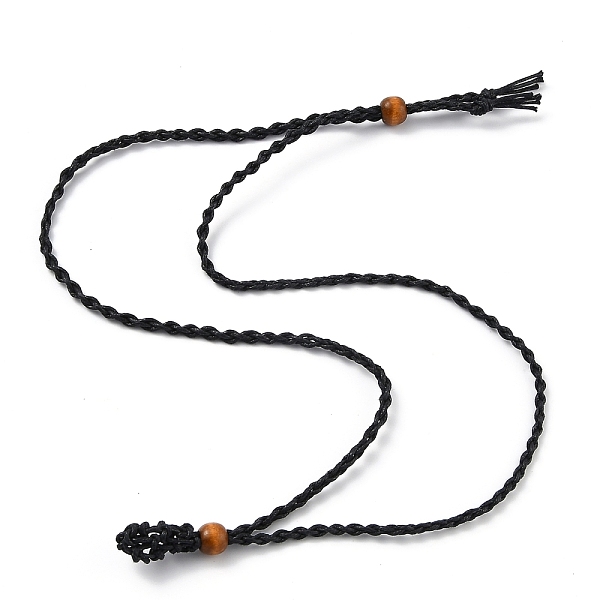 PandaHall Necklace Makings, with Wax Cord and Wood Beads, Black, 30-1/4 inch(77~80cm) Waxed Cord Black