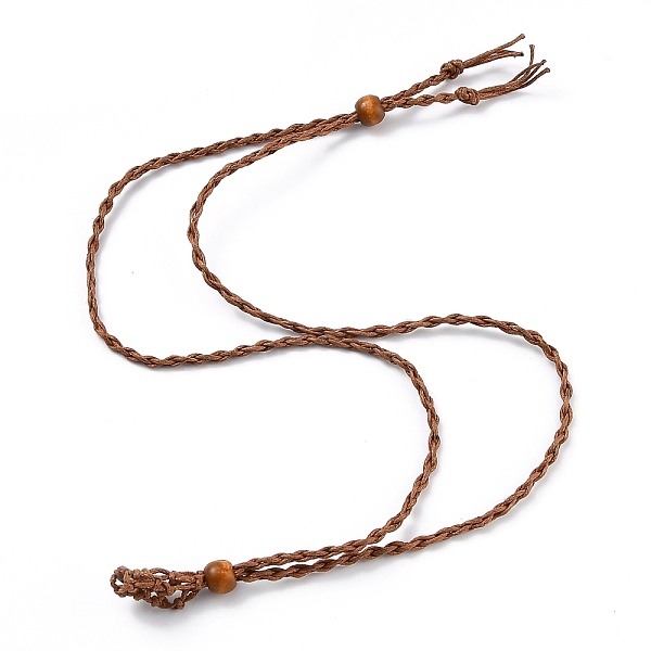 PandaHall Necklace Makings, with Wax Cord and Wood Beads, Saddle Brown, 30-1/4 inch(77~80cm) Waxed Cord