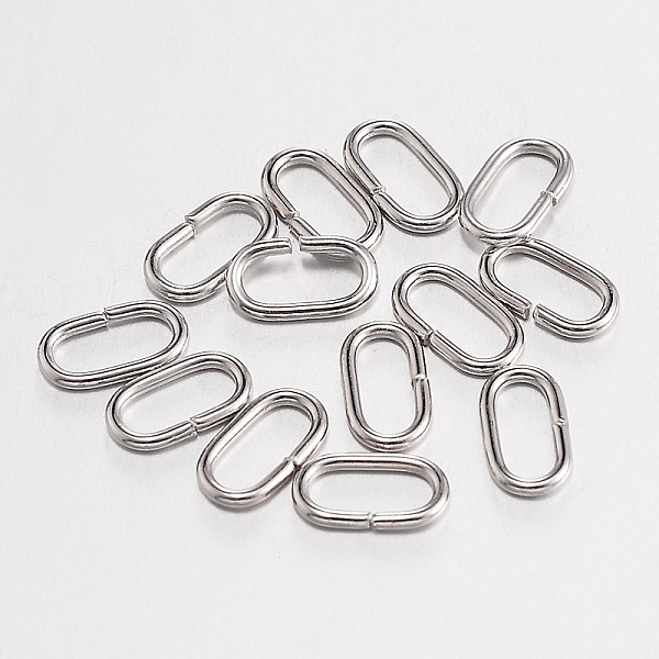 PandaHall Oval Iron Jump Rings, Open Jump Rings, Platinum, 11x6x1.5mm Iron Oval