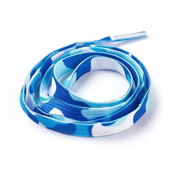 PandaHall Polyester Cord Shoelace, Deep Sky Blue, 79~80cm, 8~9mm Polyester Flat Blue