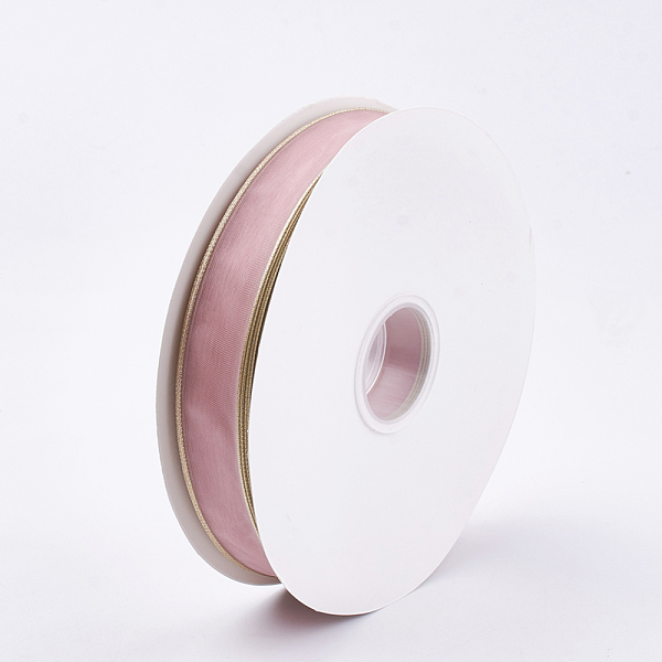 PandaHall Polyester Organza Ribbon, Pink, 1 inch(25~26mm), about 100yards/roll(91.44m/roll) Polyester Pink