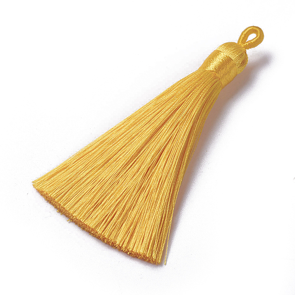 PandaHall Polyester Tassel Pendants, Gold, 78~82x8mm, Hole: 2~4mm Polyester Gold