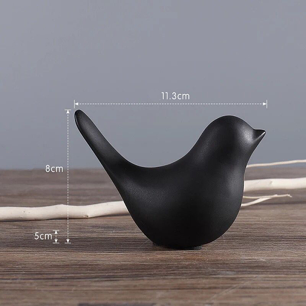 PandaHall Porcelain Display Decorations, for Home Decoration, Bird, Black, 50x113x80mm Porcelain Bird Black