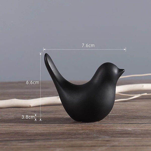 PandaHall Porcelain Display Decorations, for Home Decoration, Bird, Black, 38x76x66mm Porcelain Bird Black