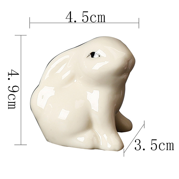 PandaHall Porcelain Rabbit Display Decorations, for Home Garden Decoration, Floral White, 35x45x68mm Porcelain Rabbit