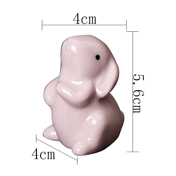 PandaHall Porcelain Rabbit Display Decorations, for Home Garden Decoration, Misty Rose, 40x40x56mm Porcelain Rabbit