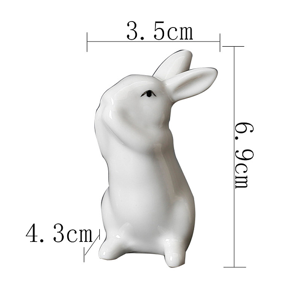 PandaHall Porcelain Rabbit Display Decorations, for Home Garden Decoration, White, 43x35x69mm Porcelain Rabbit White