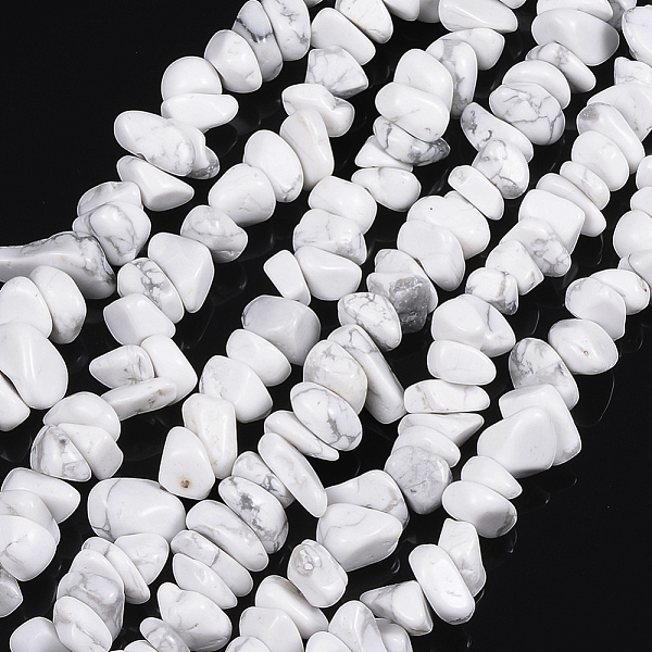 PandaHall Synthetical Howlite Chips Beads Strands, 5~8mm, Hole: 0.3mm, about 32~32.5 inch Howlite Chip White