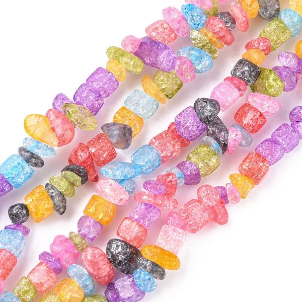 PandaHall Synthetic Crackle Quartz Chips Beads Strands, Dyed & Heated, Mixed Color, 5~8x5~8mm, Hole: 1mm, about 32 inch Crackle Quartz Chip...