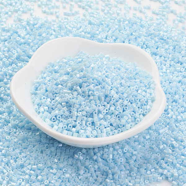 PandaHall TOHO Japanese Seed Beads, 11/0, Two Cut Hexagon, (124) Opaque Luster Pale Blue, 2x2mm, Hole: 0.6mm, about 44000pcs/pound Glass...