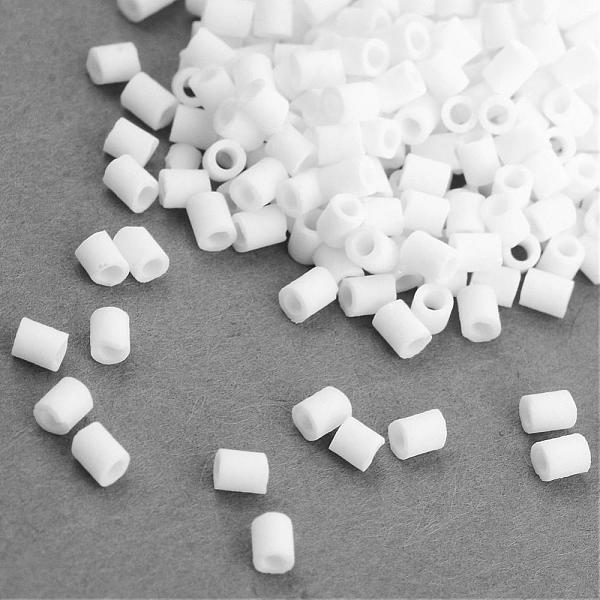 PandaHall TOHO Japanese Seed Beads, Glass Bugle Beads, Frosted, AB Color, Round Hole, (41) Opaque White, 2x1.7~1.8mm, Hole: 1mm, about...