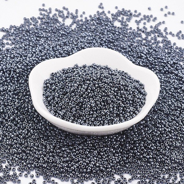 PandaHall TOHO Japanese Seed Beads, Round, 11/0, (81) Metallic Hematite, 2x1.5mm, Hole: 0.5mm, about 42000pcs/pound Glass Gray