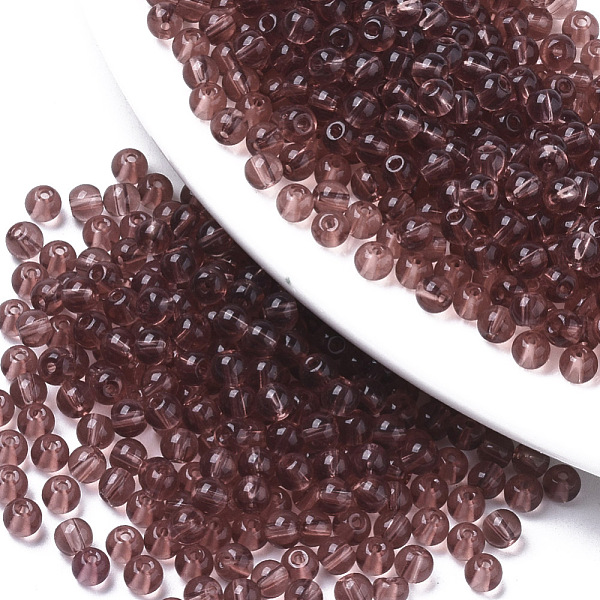 PandaHall Transparent Glass Beads, Round, Sienna, 4x3mm, Hole: 1mm, about 4500pcs/bag Glass Round Brown