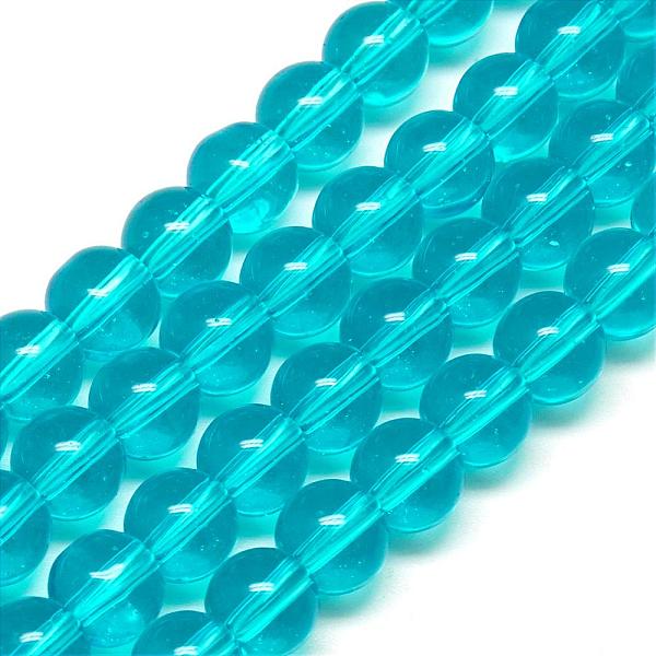 PandaHall Transparent Glass Beads Strands, Round, Dodger Blue, 12mm, Hole: 1.5mm, about 14 inch/strand, about 28pcs/strand Glass Round Blue