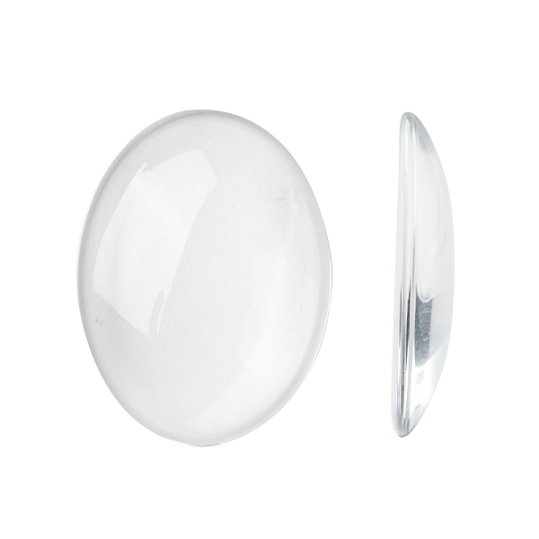 PandaHall Transparent Oval Glass Cabochons, Clear, 40x30mm, 8mm(Range: 7~9mm) thick Glass Oval Clear