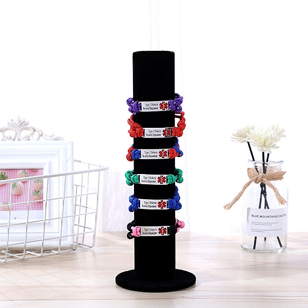 PandaHall Velvet Vertical Tower Jewelry Bracelet Display Stand, T-Bar Display Holder, Scrunchie Hair Band Holder, Black, 10.6x30.8cm Velvet...