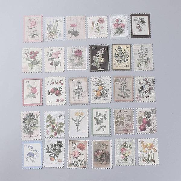 PandaHall Vintage Postage Stamp Stickers Set, for Scrapbooking, Planners, Travel Diary, DIY Craft, Plants Pattern, 6.8×4.7cm, 60pcs/set…