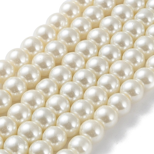 Pearlized Glass Pearl Round Beads Strands