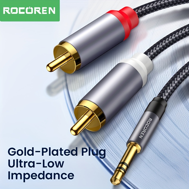 Rca Cable, 3.5mm Male To 2rca Male Stereo Audio Aux Cable Golden Plated Audio Subwoofer Adapter Dual Shielded Red And White Cord For Home Theater Amplifier Hi-fi System Audio Speaker