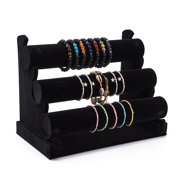 Removable 3 Tier T-bar Velvet Bracelet Display Stands