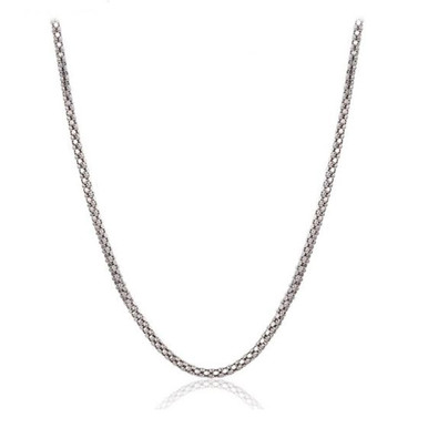 Solid .925 Sterling Silver 2.5mm Diamond-Cut Popcorn Chain - 16''