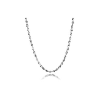 Solid 925 Sterling Silver 2.5mm Italy Diamond-Cut Rope Chain - 26-inch