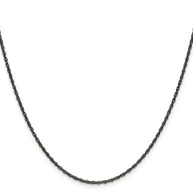 Stainless Steel Oxidized 2mm Link Chain Necklace - 18-inch