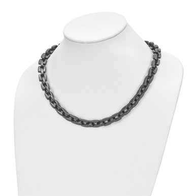 Stainless Steel Polished Black IP-plated 20-inch Link Necklace