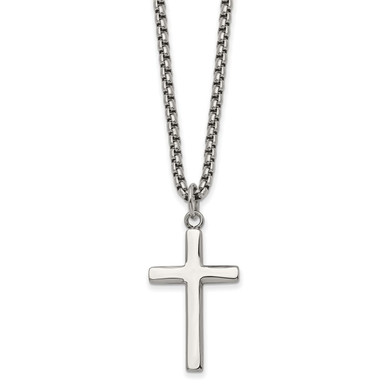 Stainless Steel Polished Cross 24-inch Necklace