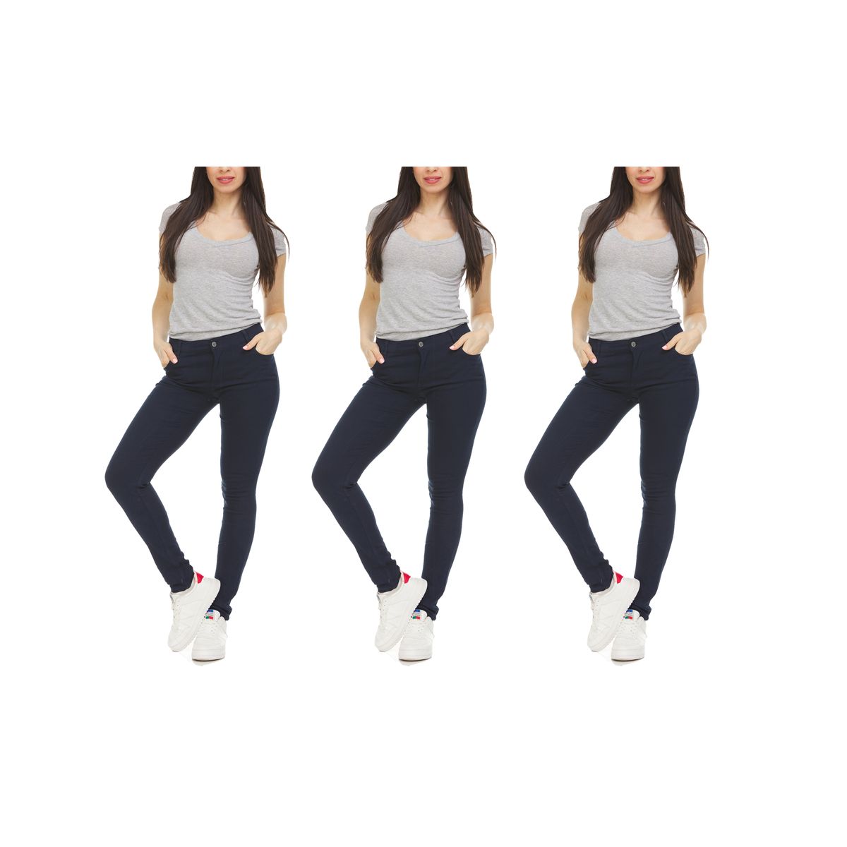 Stretchy Skinny Chino Pants for Women (3-Pack) - 13/14 - Navy