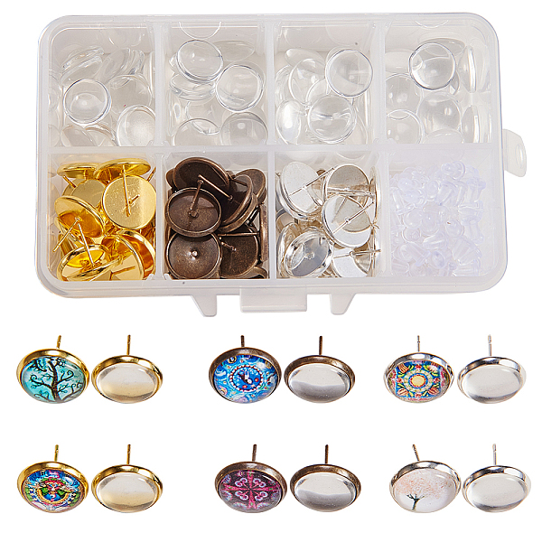 Sunnyclue 1 Box DIY 30 Paar 3-Farben-Cabochon-Ohrstecker