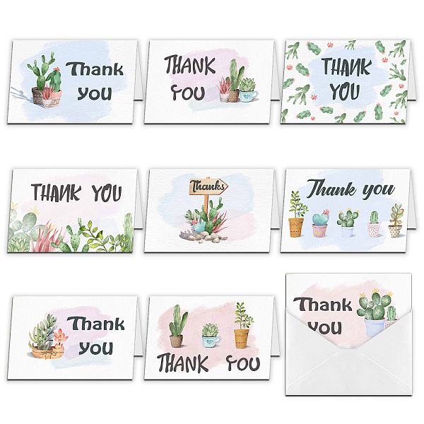 SUPERDANT Rectangle with Mixed Plant Pattern Thank You Theme Cards