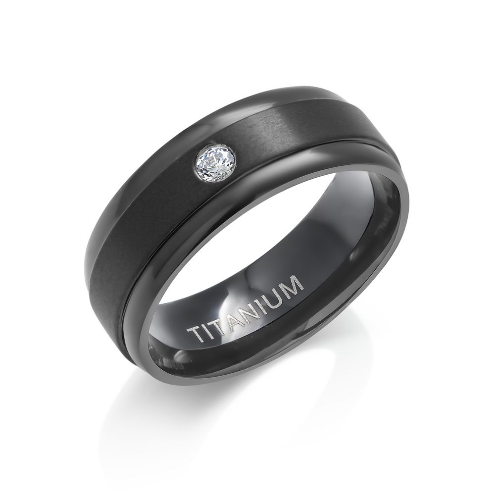 Titanium Comfort Fit Band - CZ STYLE 9