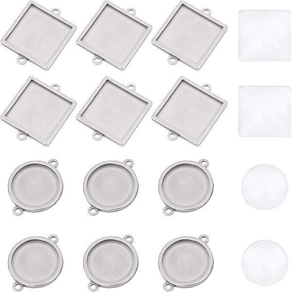 Unicraftale 24Pcs 304 Stainless Steel Cabochon Connector Settings