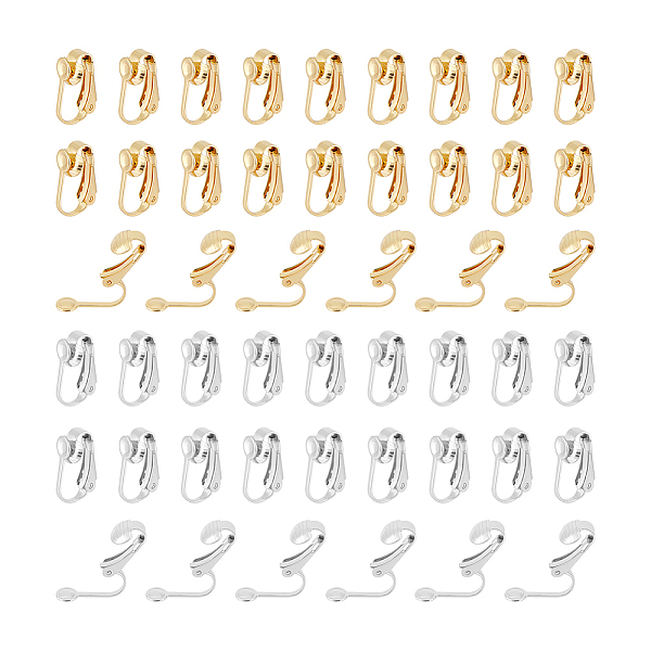 Unicraftale 60Pcs 2 Colors 304 Stainless Steel Clip-on Earring Findings