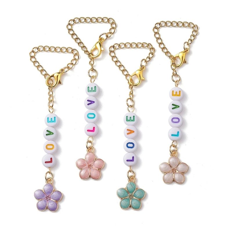 Flower Alloy Enamel Pendant Decorations, with 304 Stainless Steel Leverback Earrings Findings, Mixed Color, 31mm, 20pcs/box