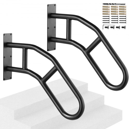 VEVOR 2 PCS Handrails for Outdoor Steps 29" Wall Mount Railings for 1-3 Steps